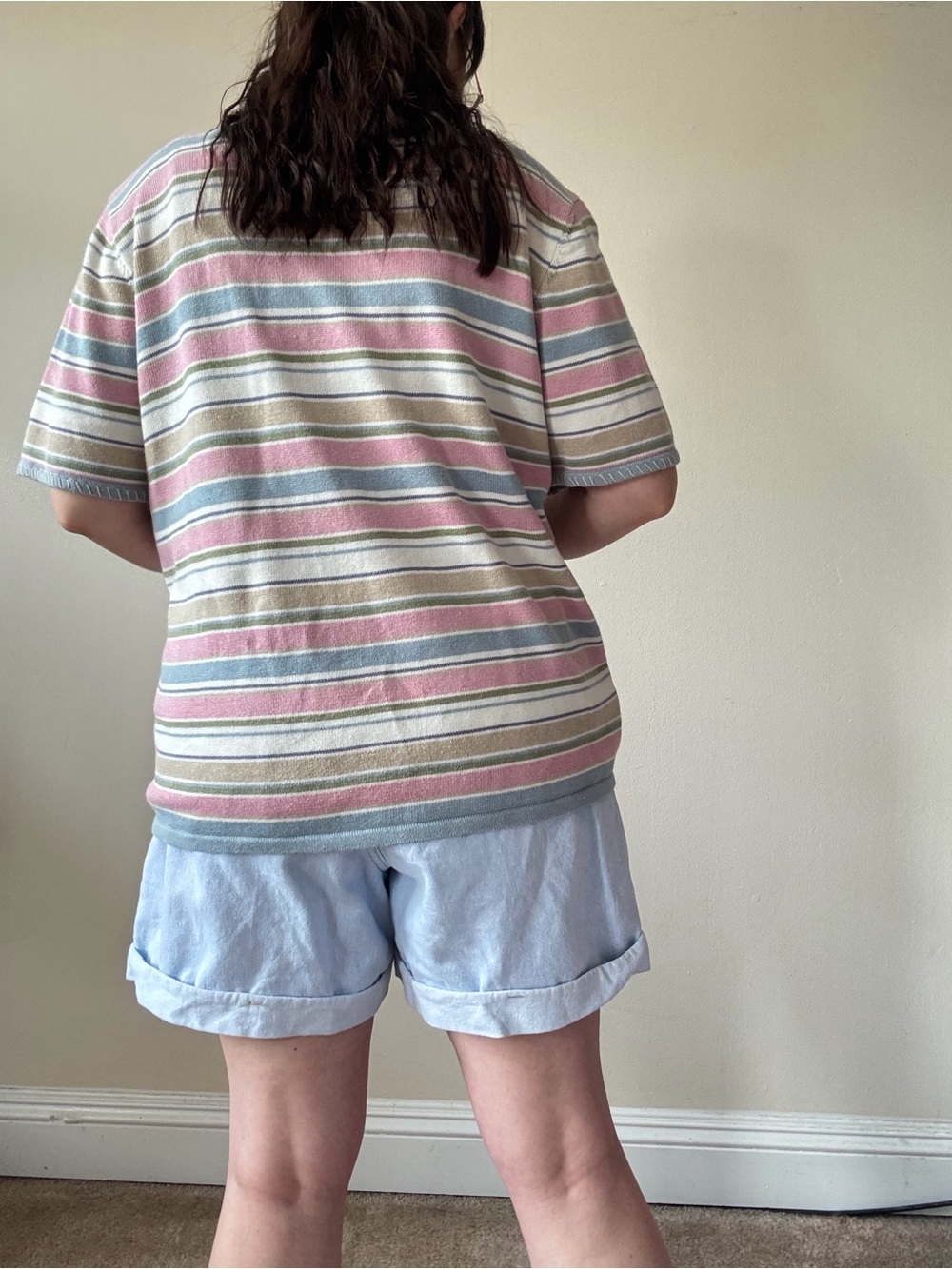 Vintage Alfred Dunner Striped Pastel Short Sleeve Knit Top - Picture 4 of 9